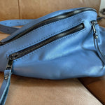 The Everywhere Bag — Dusty Blue Leather with Gunmetal Hardware